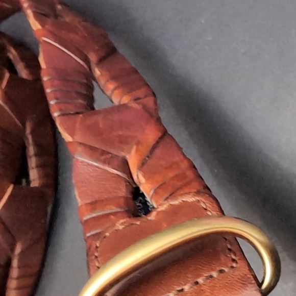 CALE Men's Full Grain Boho/Western Brown Woven Leather Belt,42. - Picture 4 of 10